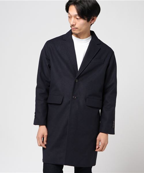 STYLEBLOCK（スタイルブロック）の「メルトンドロップショルダーチェスターコート（チェスターコート・メンズ・ブラック/ネイビー/グレー/キャメル・M/L）」の4枚目の写真