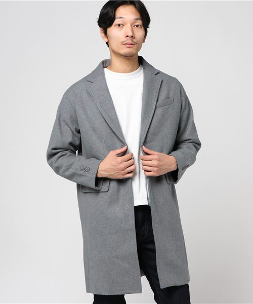 STYLEBLOCK（スタイルブロック）の「メルトンドロップショルダーチェスターコート（チェスターコート・メンズ・ブラック/ネイビー/グレー/キャメル・M/L）」の3枚目の写真