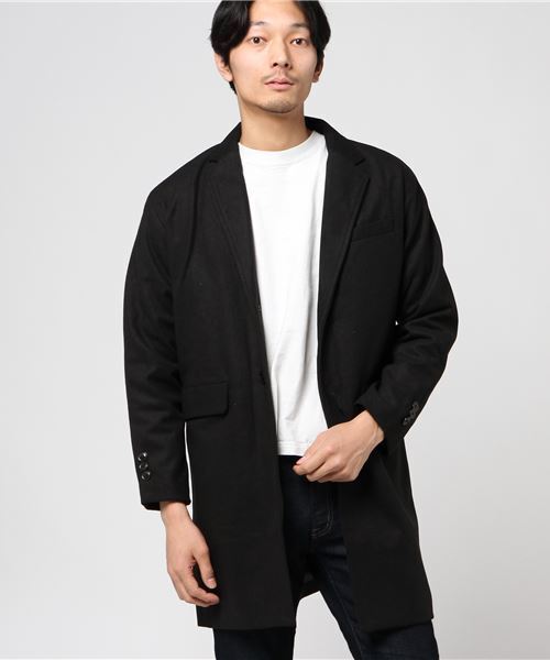 STYLEBLOCK（スタイルブロック）の「メルトンドロップショルダーチェスターコート（チェスターコート・メンズ・ブラック/ネイビー/グレー/キャメル・M/L）」の2枚目の写真