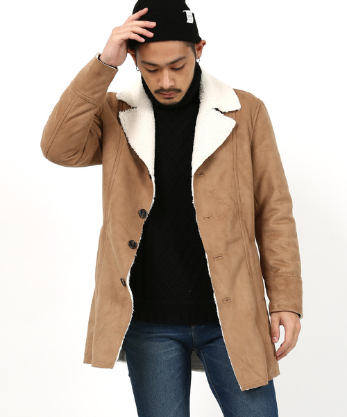 Rocky Monroe(ロッキーモンロー)の「フェイクムートンランチコート(ムートンコート・メンズ・ベージュ/カーキ/キャメル・L/M)」の3枚目の写真