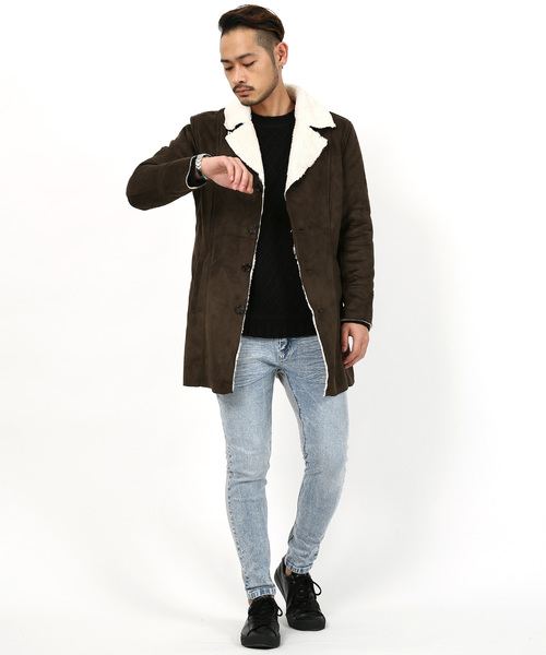 Rocky Monroe(ロッキーモンロー)の「フェイクムートンランチコート(ムートンコート・メンズ・ベージュ/カーキ/キャメル・L/M)」の18枚目の写真