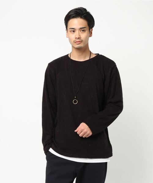 WEGO（ウィゴー）の「WEGO/アクセ付き無地ニットソー（Tシャツ/カットソー・メンズ・ブラック/ネイビー/ブラウン/グレー・SMALL/MEDIUM/LARGE）」の17枚目の写真