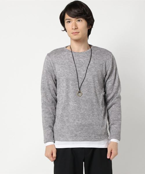 WEGO（ウィゴー）の「WEGO/アクセ付き無地ニットソー（Tシャツ/カットソー・メンズ・ブラック/ネイビー/ブラウン/グレー・SMALL/MEDIUM/LARGE）」の18枚目の写真