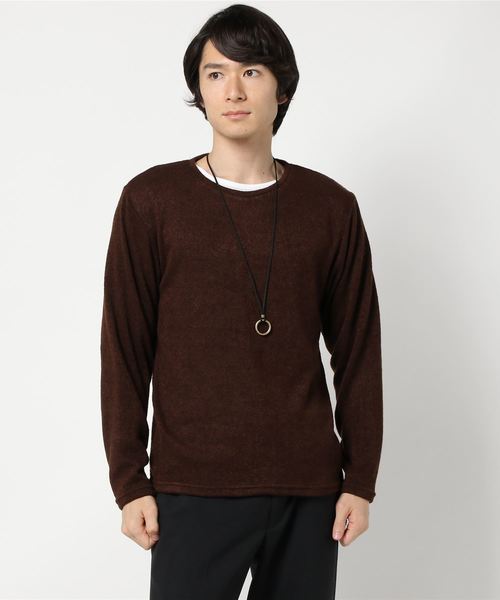 WEGO（ウィゴー）の「WEGO/アクセ付き無地ニットソー（Tシャツ/カットソー・メンズ・ブラック/ネイビー/ブラウン/グレー・SMALL/MEDIUM/LARGE）」の19枚目の写真