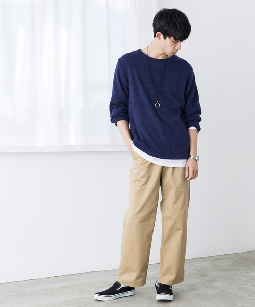 WEGO（ウィゴー）の「WEGO/アクセ付き無地ニットソー（Tシャツ/カットソー・メンズ・ブラック/ネイビー/ブラウン/グレー・SMALL/MEDIUM/LARGE）」の7枚目の写真