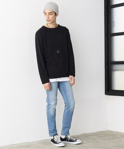 WEGO（ウィゴー）の「WEGO/アクセ付き無地ニットソー（Tシャツ/カットソー・メンズ・ブラック/ネイビー/ブラウン/グレー・SMALL/MEDIUM/LARGE）」の10枚目の写真