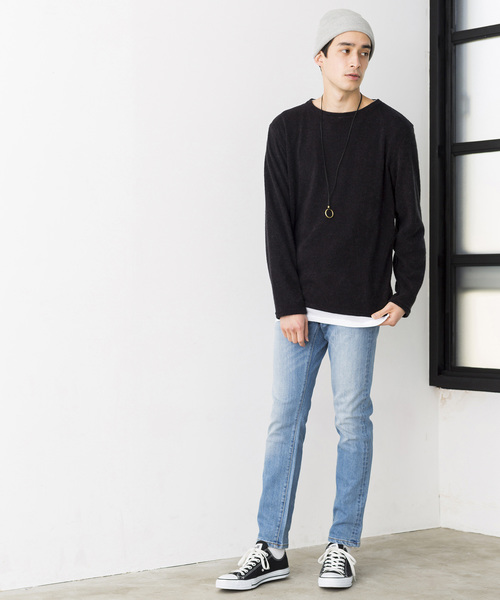 WEGO（ウィゴー）の「WEGO/アクセ付き無地ニットソー（Tシャツ/カットソー・メンズ・ブラック/ネイビー/ブラウン/グレー・SMALL/MEDIUM/LARGE）」の11枚目の写真