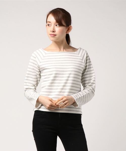 Cheek(チーク)の「スクエアネックボーダープルオーバー(Tシャツ/カットソー・レディース・ブラック/ネイビー/グレー・MEDIUM)」の1枚目の写真