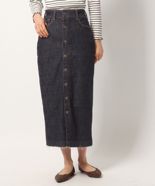 GLOBAL WORK（グローバルワーク）の「デニムマエボタンスカート/782833（デニムスカート・レディース・ブルー/ネイビー・LARGE/MEDIUM）」の2枚目の写真