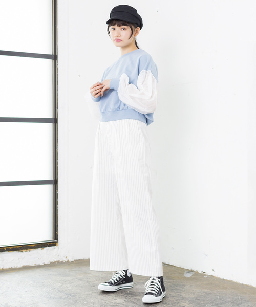 WEGO（ウィゴー）の「WEGO/チュールスリーブスウェット（スウェット・レディース・オフホワイト/ライトピンク/杢グレー/ブルー・FREE）」の18枚目の写真