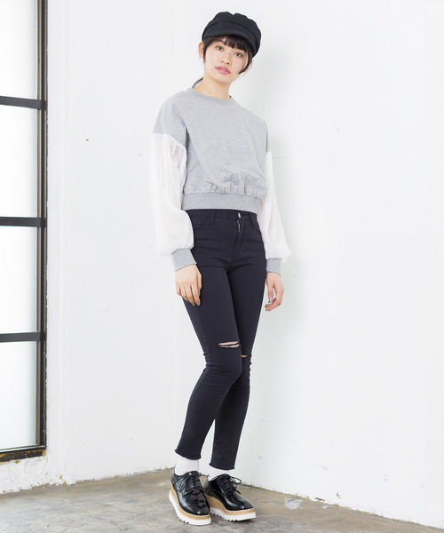 WEGO（ウィゴー）の「WEGO/チュールスリーブスウェット（スウェット・レディース・オフホワイト/ライトピンク/杢グレー/ブルー・FREE）」の13枚目の写真