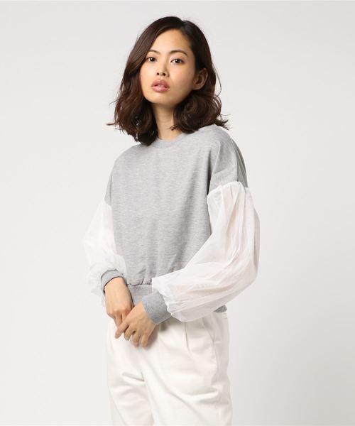 WEGO（ウィゴー）の「WEGO/チュールスリーブスウェット（スウェット・レディース・オフホワイト/ライトピンク/杢グレー/ブルー・FREE）」の9枚目の写真