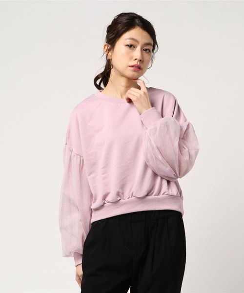 WEGO（ウィゴー）の「WEGO/チュールスリーブスウェット（スウェット・レディース・オフホワイト/ライトピンク/杢グレー/ブルー・FREE）」の7枚目の写真