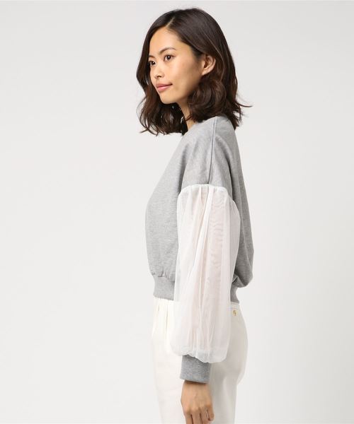 WEGO（ウィゴー）の「WEGO/チュールスリーブスウェット（スウェット・レディース・オフホワイト/ライトピンク/杢グレー/ブルー・FREE）」の6枚目の写真