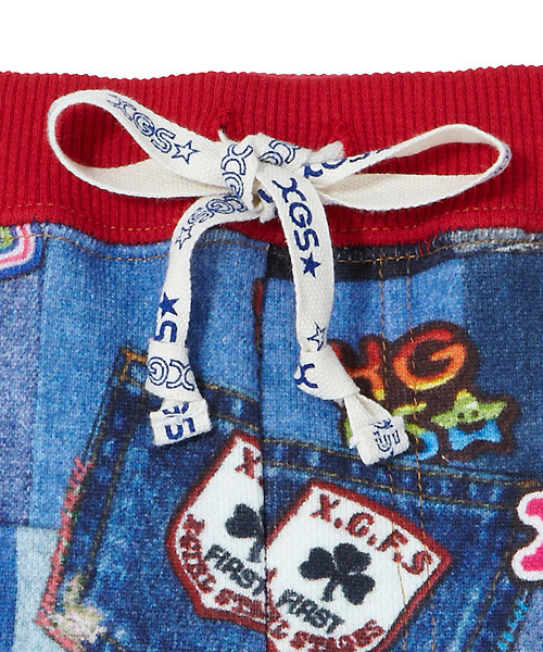 X-girl Stages（エックスガールステージス）の「“DENIM-PATCHWORK”  SWEAT  HALF  PANT (12M～3T)（その他パンツ・キッズ・ネイビー・12M/2T/3T）」の3枚目の写真