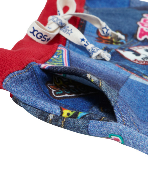X-girl Stages（エックスガールステージス）の「“DENIM-PATCHWORK”  SWEAT  HALF  PANT (12M～3T)（その他パンツ・キッズ・ネイビー・12M/2T/3T）」の4枚目の写真