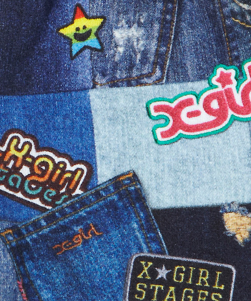 X-girl Stages（エックスガールステージス）の「“DENIM-PATCHWORK”  SWEAT  HALF  PANT (12M～3T)（その他パンツ・キッズ・ネイビー・12M/2T/3T）」の5枚目の写真