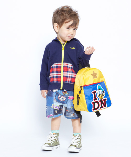 X-girl Stages（エックスガールステージス）の「“DENIM-PATCHWORK”  SWEAT  HALF  PANT (12M～3T)（その他パンツ・キッズ・ネイビー・12M/2T/3T）」の6枚目の写真
