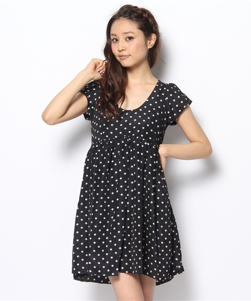 Kastane（カスタネ）の「【Kastane】半袖ギャザーminiOP（ワンピース・レディース・ラベンダー/グリーン/ネイビー・FREE）」の3枚目の写真