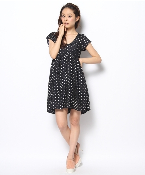 Kastane（カスタネ）の「【Kastane】半袖ギャザーminiOP（ワンピース・レディース・ラベンダー/グリーン/ネイビー・FREE）」の6枚目の写真