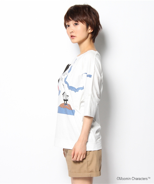MELROSE claire(メルローズ クレール)の「ムーミンTシャツ The rainy day/Fishing(Tシャツ/カットソー・レディース・オフホワイト/ベージュ・FREE)」の8枚目の写真