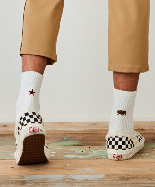 EVENFLOW(イーブンフロー)の「evenflow イーブンフロウ/ CALIFORNIA SOCKS アソートソックス EFD-901(ソックス/靴下・メンズ・ホワイト・FREE)」の1枚目の写真