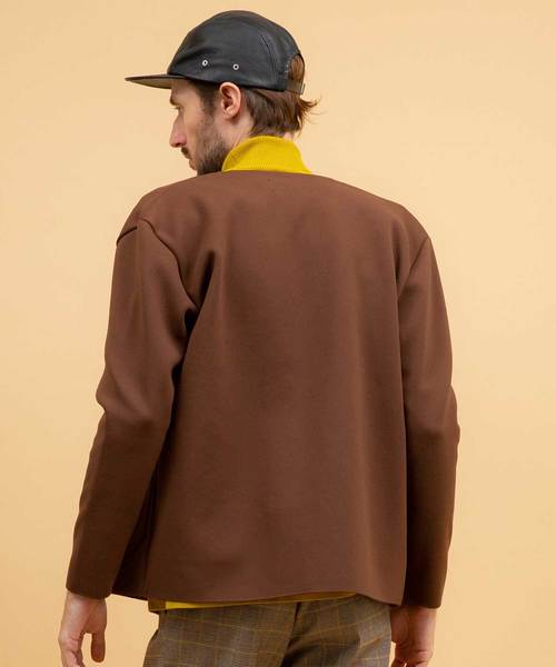 UNITED TOKYO（ユナイテッドトウキョウ）の「18Gジャカードノーカラーニットジャケット（ノーカラージャケット・メンズ・ブラック/ブラウン・1/2/3）」の6枚目の写真