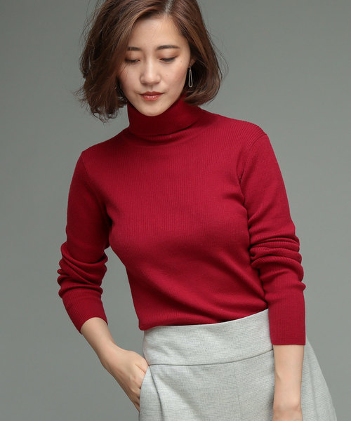 RIVE DROITE（リヴドロワ）の「ウォッシャブルウールタートルニット（ニット/セーター・レディース・オフホワイト/ブラック/モカ/レッド/ベージュ/グリーン/ローズ/ライトグレー・FREE）」の7枚目の写真