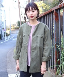 flower | ノーカラーファティーグシャツ(ノーカラージャケット)