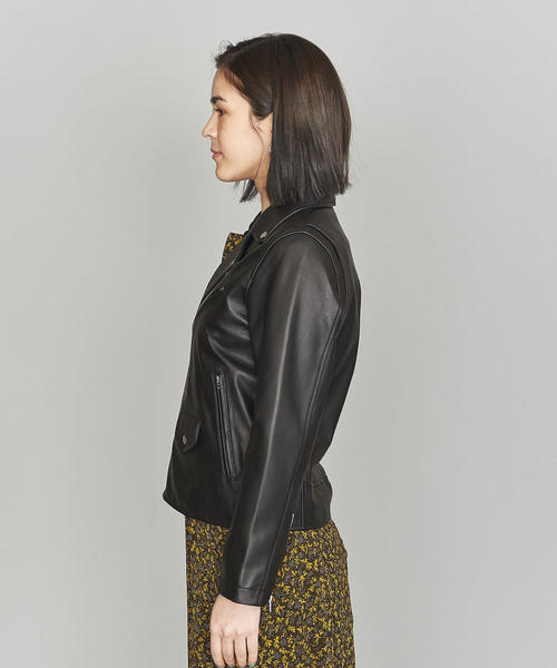 BEAUTY&YOUTH UNITED ARROWS(ビューティーアンドユースユナイテッドアローズ)の「BY シープレザーダブルライダースジャケット◆(ライダースジャケット・レディース・ブラック・MEDIUM/SMALL)」の9枚目の写真