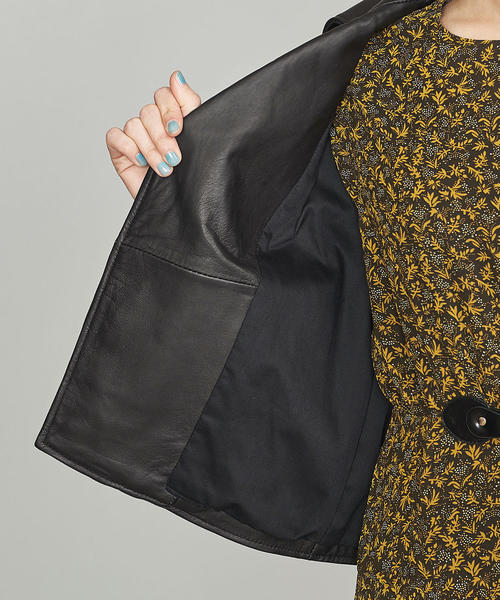 BEAUTY&YOUTH UNITED ARROWS(ビューティーアンドユースユナイテッドアローズ)の「BY シープレザーダブルライダースジャケット◆(ライダースジャケット・レディース・ブラック・MEDIUM/SMALL)」の4枚目の写真