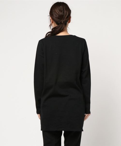 KOBE LETTUCE（コウベレタス）の「ビッグシルエットシンプル無地サイドスリットロンTチュニック（Tシャツ/カットソー・レディース・ブラック/オフホワイト/ミント/ラベンダー・FREE）」の6枚目の写真