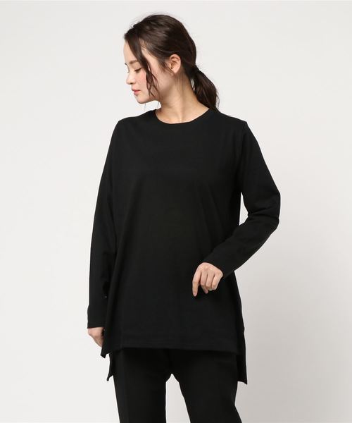 KOBE LETTUCE（コウベレタス）の「ビッグシルエットシンプル無地サイドスリットロンTチュニック（Tシャツ/カットソー・レディース・ブラック/オフホワイト/ミント/ラベンダー・FREE）」の7枚目の写真