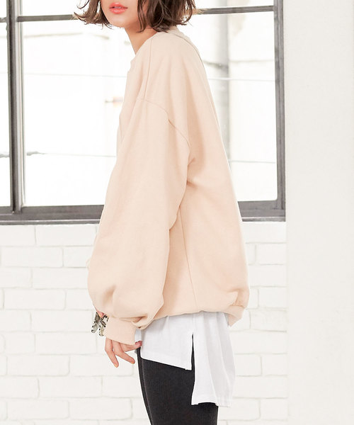 KOBE LETTUCE（コウベレタス）の「ビッグシルエットシンプル無地サイドスリットロンTチュニック（Tシャツ/カットソー・レディース・ブラック/オフホワイト/ミント/ラベンダー・FREE）」の11枚目の写真