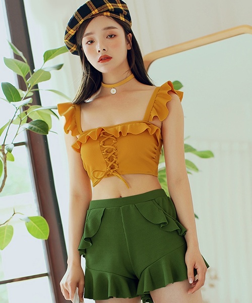 セール 水着 バイカラーフリルビキニ ショートパンツ 3点セット 水着 Teddyshop テディショップ のファッション通販 Zozotown