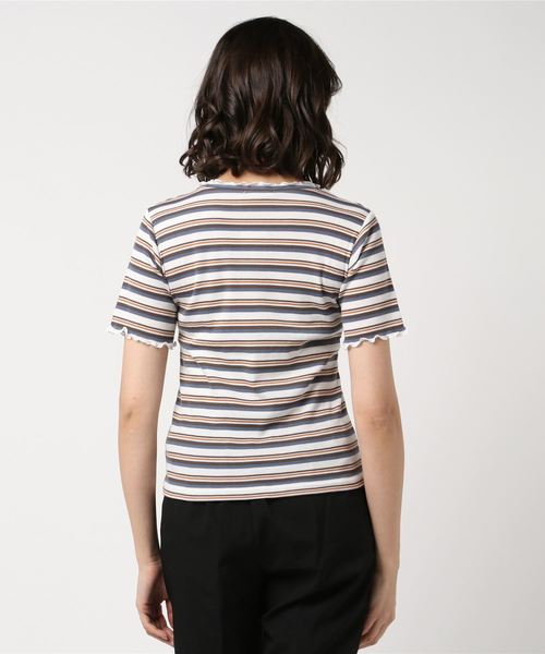 ehka sopo（エヘカソポ）の「マルチボーダープルオーバー（Tシャツ/カットソー・レディース・ブラック/ピンク/オフホワイト・ﾌﾘ-）」の5枚目の写真