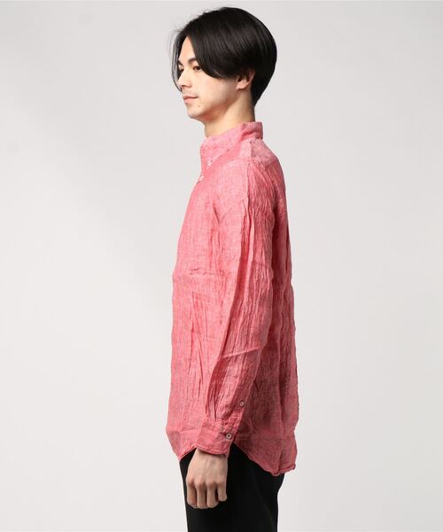 PAZZO（パッゾ）の「【PAZZO】 Japan Made リネン B.D.シャツ（シャツ/ブラウス・メンズ・ホワイト/レッド/ライトグリーン/ライトイエロー/パープル・44/48/50）」の6枚目の写真