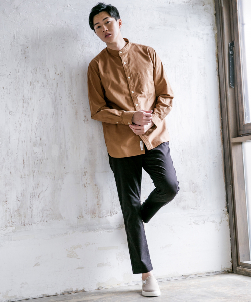 GLOBAL WORK（グローバルワーク）の「オックスフォードバンドカラー/837124（シャツ/ブラウス・メンズ・ホワイト/ブラウン/サックスブルー・SMALL/MEDIUM/LARGE/X-LARGE）」の21枚目の写真