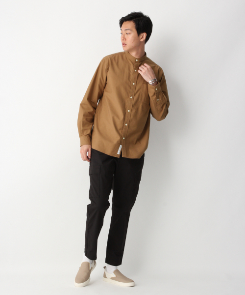 GLOBAL WORK（グローバルワーク）の「オックスフォードバンドカラー/837124（シャツ/ブラウス・メンズ・ホワイト/ブラウン/サックスブルー・SMALL/MEDIUM/LARGE/X-LARGE）」の11枚目の写真