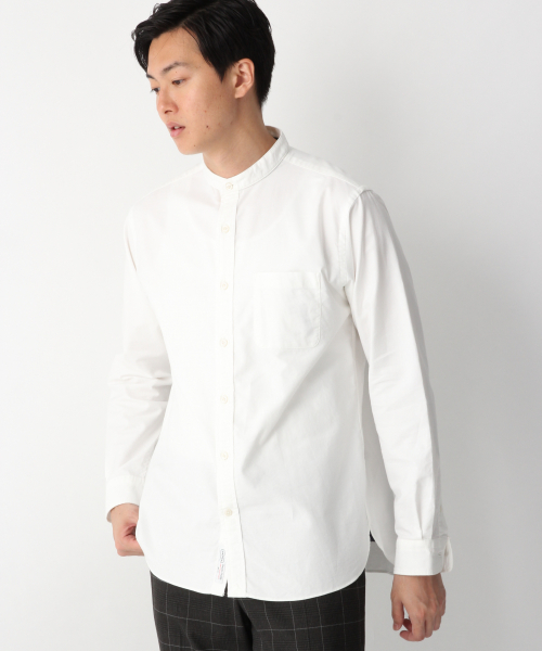 GLOBAL WORK（グローバルワーク）の「オックスフォードバンドカラー/837124（シャツ/ブラウス・メンズ・ホワイト/ブラウン/サックスブルー・SMALL/MEDIUM/LARGE/X-LARGE）」の4枚目の写真