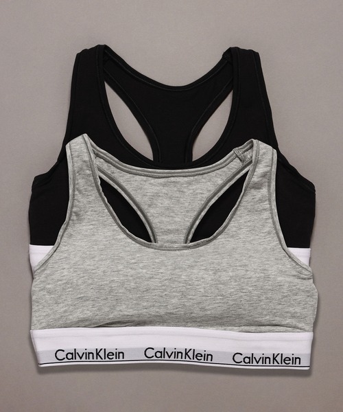 Calvin Klein Underwear(カルバンクラインアンダーウェア)の「ブラレット(2枚パック) - Icon Cotton Modal ブラレット(ブラジャー・レディース・ブラック/ヘザーグレー/ブラック系その他2・S/M/L/XL)」の1枚目の写真