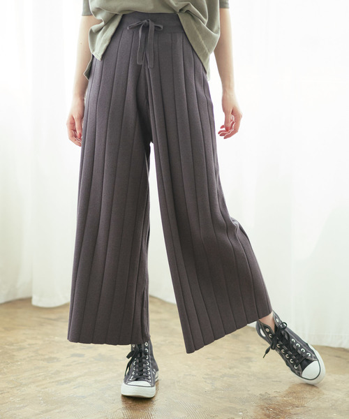 PUAL CE CIN（ピュアルセシン）の「ワイドリブワイドパンツ（その他パンツ・レディース・チャコールグレー/ブラック/ベージュ/ネイビー・FREE）」の2枚目の写真