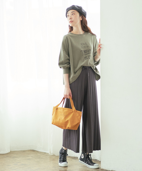 PUAL CE CIN（ピュアルセシン）の「ワイドリブワイドパンツ（その他パンツ・レディース・チャコールグレー/ブラック/ベージュ/ネイビー・FREE）」の9枚目の写真