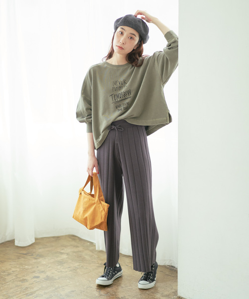 PUAL CE CIN（ピュアルセシン）の「ワイドリブワイドパンツ（その他パンツ・レディース・チャコールグレー/ブラック/ベージュ/ネイビー・FREE）」の6枚目の写真