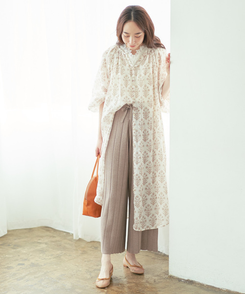 PUAL CE CIN（ピュアルセシン）の「ワイドリブワイドパンツ（その他パンツ・レディース・チャコールグレー/ブラック/ベージュ/ネイビー・FREE）」の10枚目の写真