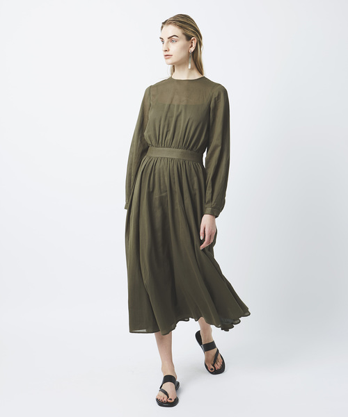 N.O.R.C(ノーク)の「コットンシフォンドビーワンピース(ワンピース)」|カーキ