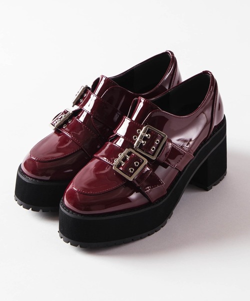 WEGO（ウィゴー）の「WEGO/ハトメベルト厚底ヒールシューズ（その他シューズ・レディース・ブラック/ブラック系その他/ワイン・MEDIUM/LARGE）」の4枚目の写真