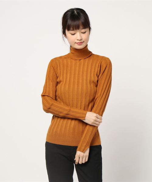 AMERICAN HOLIC（アメリカンホリック）の「針抜きテレコタートルネックニットプルオーバー　＊（ニット/セーター・レディース・マスタード/モカ/ブラック/グレー系その他2/グリーン/アイボリー/ホワイト系その他4/ブルー系その他2・M/L）」の8枚目の写真