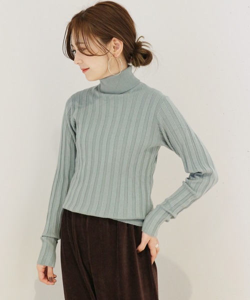 AMERICAN HOLIC（アメリカンホリック）の「針抜きテレコタートルネックニットプルオーバー　＊（ニット/セーター・レディース・マスタード/モカ/ブラック/グレー系その他2/グリーン/アイボリー/ホワイト系その他4/ブルー系その他2・M/L）」の6枚目の写真