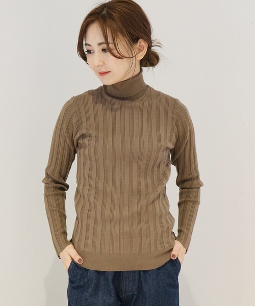 AMERICAN HOLIC（アメリカンホリック）の「針抜きテレコタートルネックニットプルオーバー　＊（ニット/セーター・レディース・マスタード/モカ/ブラック/グレー系その他2/グリーン/アイボリー/ホワイト系その他4/ブルー系その他2・M/L）」の5枚目の写真